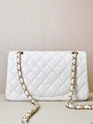 Chanel A01117 Flap Handbag Classic Bag 23cm White Lambskin - Default Title - View 7