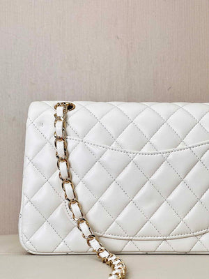 Chanel A01117 Flap Handbag Classic Bag 23cm White Lambskin - Default Title - View 8