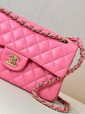 Chanel A01117 Flap Handbag Classic Bag 23cm Rose Red Lambskin - Default Title - View 5