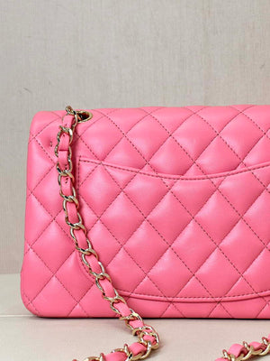 Chanel A01117 Flap Handbag Classic Bag 23cm Rose Red Lambskin - Default Title - View 8