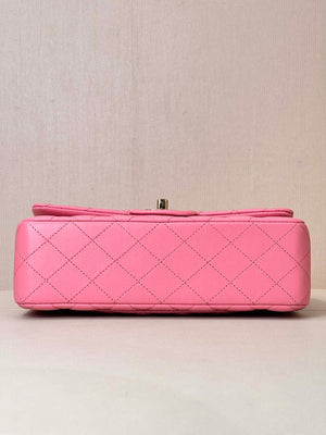 Chanel A01117 Flap Handbag Classic Bag 23cm Rose Red Lambskin - Default Title - View 9