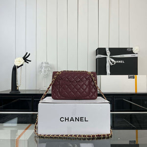 Chanel A01117 Flap Handbag Classic Bag Wine Red Lambskin - Gold - View 11