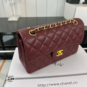 Chanel A01117 Flap Handbag Classic Bag Wine Red Lambskin - Gold - View 12