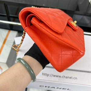 Chanel A01117 Flap Handbag Classic Bag Orange Lambskin - Gold - View 4