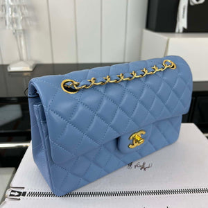 Chanel A01117 Flap Handbag Classic Bag Blue Lambskin - Gold - View 3
