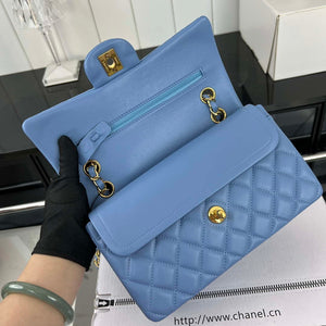 Chanel A01117 Flap Handbag Classic Bag Blue Lambskin - Gold - View 6