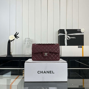 Chanel A01117 Flap Handbag Classic Bag Wine Red Lambskin - Gold - View 1