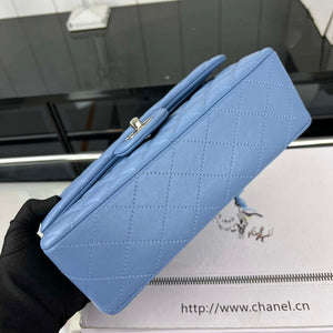 Chanel A01117 Flap Handbag Classic Bag Blue Lambskin - Gold - View 14