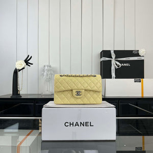 Chanel A01117 Flap Handbag Classic Bag Light Yellow Lambskin - Gold - View 10