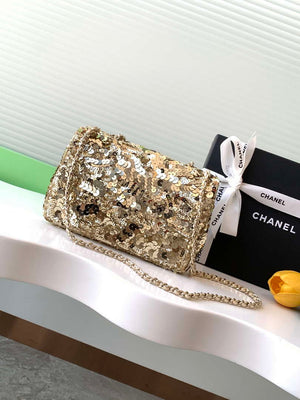 Chanel A09888 25C Evening Gold sequin mini AS4561 limited edition Lambskin - Default Title - View 3