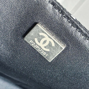 Chanel A1116 Mini Flap Classic Handbag Tweed & Silver-Tone Metal Black - Default Title - View 9