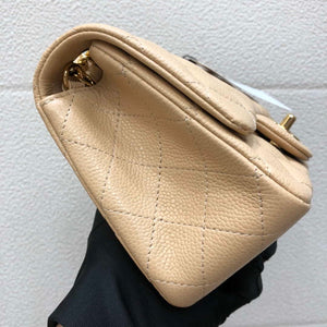 Chanel A35200 Mini Flap Bag 17cm Grained Calfskin Apricot Gold - Default Title - View 3