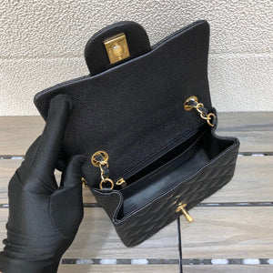 Chanel A35200 Mini Flap Bag 17cm Grained Calfskin Black Gold - Default Title - View 8
