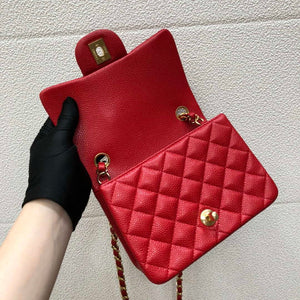 Chanel A35200 Mini Flap Bag 17cm Grained Calfskin Red Gold - Default Title - View 6