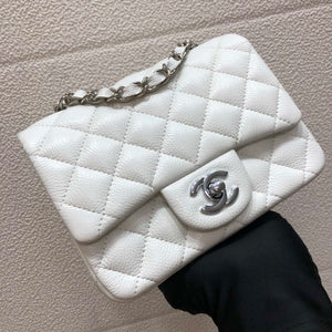 Chanel A35200 Mini Flap Bag 17cm Grained Calfskin Whiet Silver - Default Title - View 3