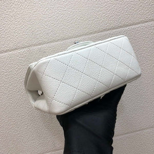 Chanel A35200 Mini Flap Bag 17cm Grained Calfskin Whiet Silver - Default Title - View 5