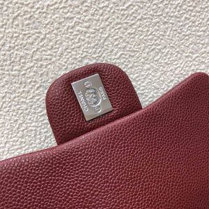 Chanel A35200 Mini Flap Bag 17cm Grained Calfskin Wine Red Silver - Default Title - View 8