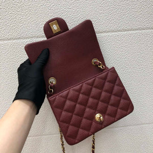 Chanel A35200 Mini Flap Bag 17cm Grained Calfskin Wine Red Gold - Default Title - View 7