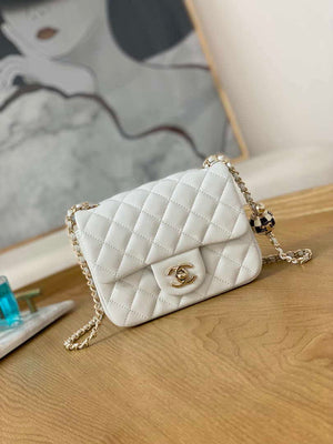 Chanel A35200 Mini Flap Bag 18cm Lambskin White 1115 With Ball - Default Title - View 1