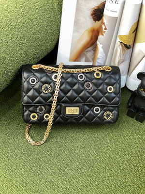 Chanel A37586 2.55 Handbag Calfskin Strass Glass Pearls Gold - Default Title - View 3