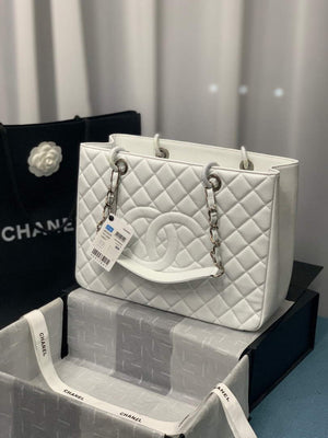 Chanel A50995 Matelasse GST Chain Tote bag caviar Calfskin leather White Silver - Default Title - View 1