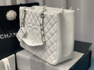 Chanel A50995 Matelasse GST Chain Tote bag caviar Calfskin leather White Silver - Default Title - View 5