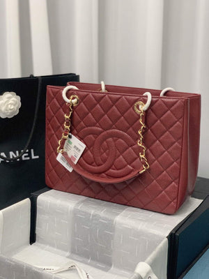Chanel A50995 Matelasse GST Chain Tote bag caviar Calfskin leather Wine Red Gold - Default Title - View 1