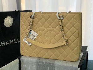 Chanel A50995 Matelasse GST Chain Tote bag caviar Calfskin leather Yellow Silver - Default Title - View 1