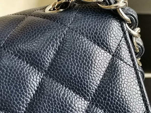 Chanel A58600 Large Classic Handbag Grained shiny Calfskin Navy Blue Sliver - Default Title - View 4