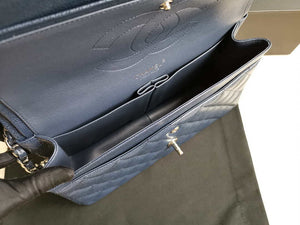 Chanel A58600 Large Classic Handbag Grained shiny Calfskin Navy Blue Sliver - Default Title - View 9