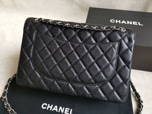 Chanel A58600 Large Classic Handbag Grained shiny Calfskin Black Sliver - Default Title - View 7