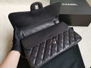 Chanel A58600 Large Classic Handbag Grained shiny Calfskin Black Sliver - Default Title - View 8
