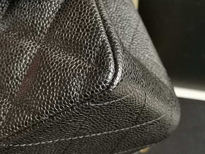Chanel A58600 Large Flap Handbag Classic bag Grained shiny Calfskin gold Black - Default Title - View 7