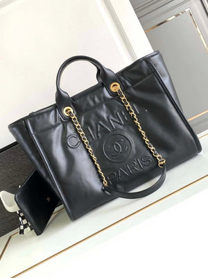 Chanel A66941 23B Large Shopping Bag Black Calfskin - Default Title - View 1