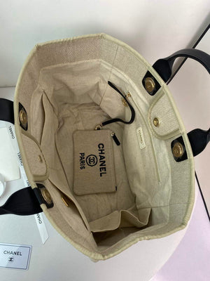 Chanel A66941 Large Shopping Bag A93786 Clothing beige with black - Default Title - View 6