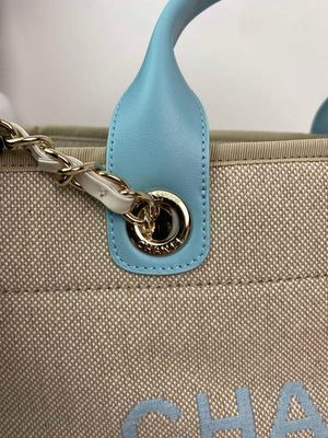 Chanel A66941 Large Shopping Bag A93786 Clothing beige with blue - Default Title - View 4