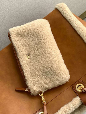 Chanel A66941 Large TOTE Shearling Suede & Gold-Tone Metal Brown - Default Title - View 6