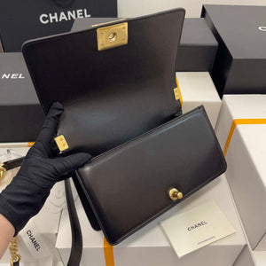 Chanel A67086 Boy Handbag Black Lambskin Leather Gold - Default Title - View 5
