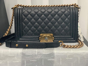 Chanel A67086 Boy Handbag Black Leather Bronze - Default Title - View 1