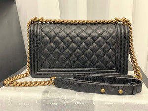 Chanel A67086 Boy Handbag Black Leather Bronze - Default Title - View 3