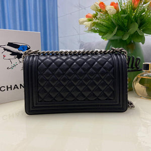 Chanel A67086 Boy Handbag Black Leather Dark Silver - Default Title - View 2