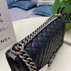 Chanel A67086 Boy Handbag Black Leather Dark Silver - Default Title - View 4