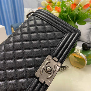 Chanel A67086 Boy Handbag Black Leather Dark Silver - Default Title - View 5