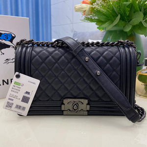 Chanel A67086 Boy Handbag Black Leather Light Black - Default Title - View 1