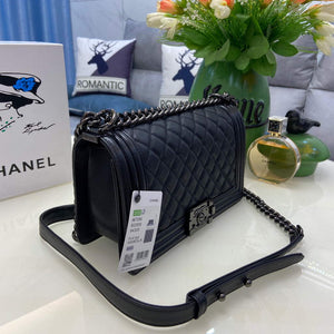 Chanel A67086 Boy Handbag Black Leather Light Black - Default Title - View 3