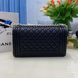 Chanel A67086 Boy Handbag Black Leather Silver - Default Title - View 2