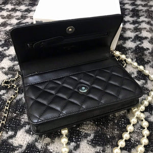 Chanel A68052 Wallet on Chain bag lambskin Imitation Pearls gold Black - Default Title - View 4