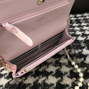Chanel A68052 Wallet on Chain bag lambskin Imitation Pearls gold Pink - Default Title - View 6