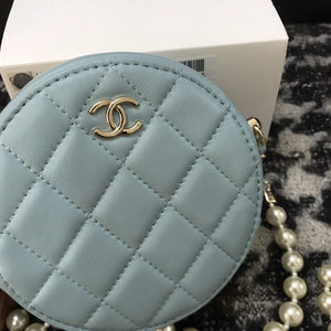 Chanel A68055 Chanel clutch with chain Round Bag Lambskin Blue - Default Title - View 2
