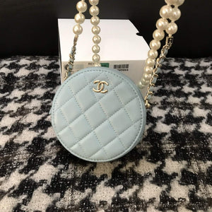Chanel A68055 Chanel clutch with chain Round Bag Lambskin Blue - Default Title - View 8